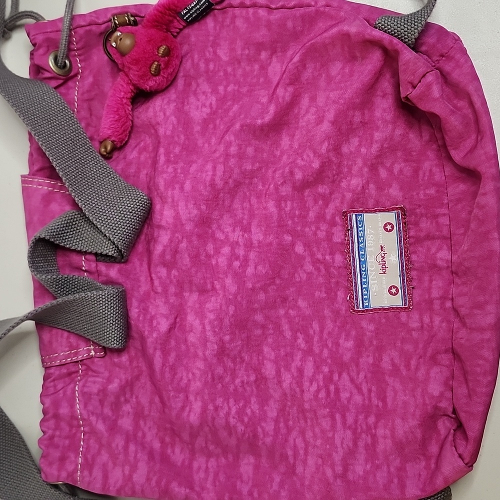 Kipling Y2K Drawstring Backpack Monkey Keychain - image 11